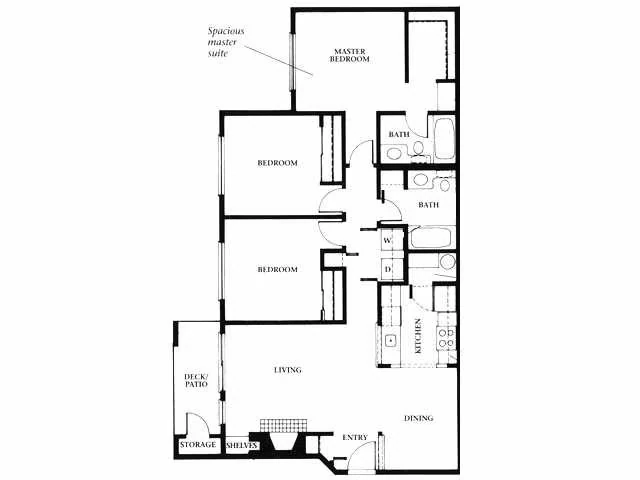 3 Bedroom 2 Bath F204 floor plan